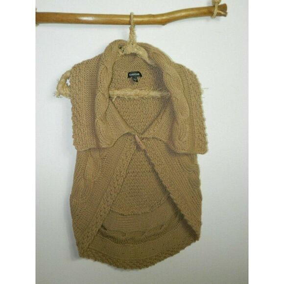 Bebe Sweater Cardigan Beige Brown Chunky Knit Size Medium - Picture 5 of 7